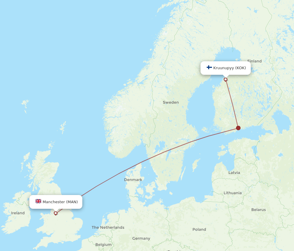 MAN to KOK flights and routes map