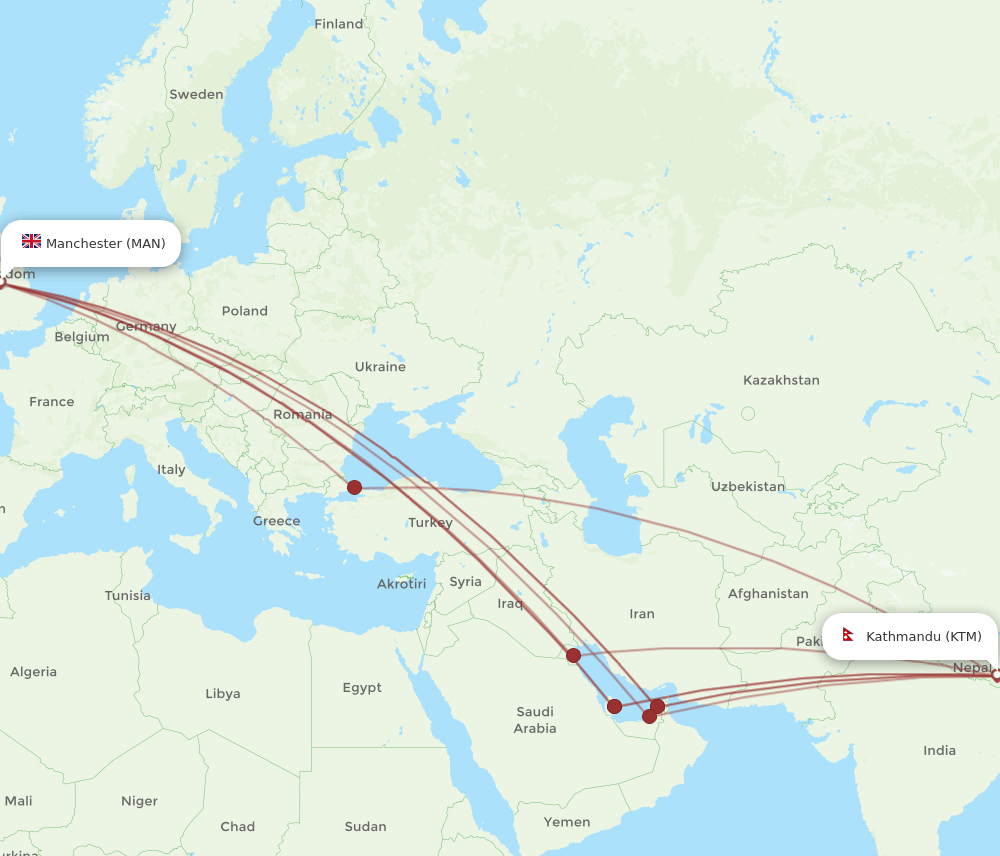 MAN-KTM flight routes