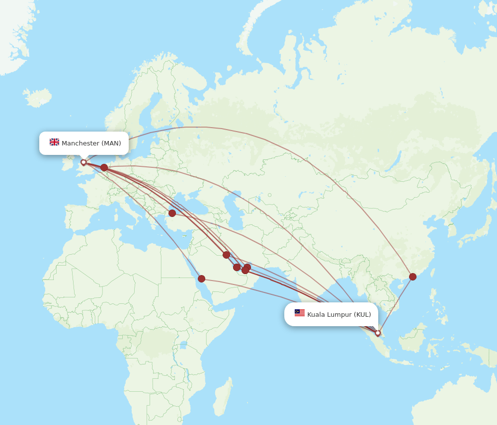 MAN-KUL flight routes
