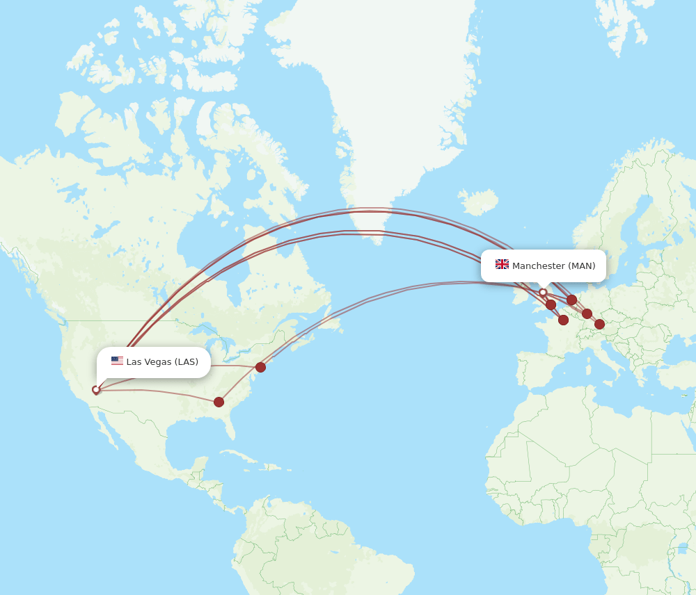 MAN-LAS flight routes
