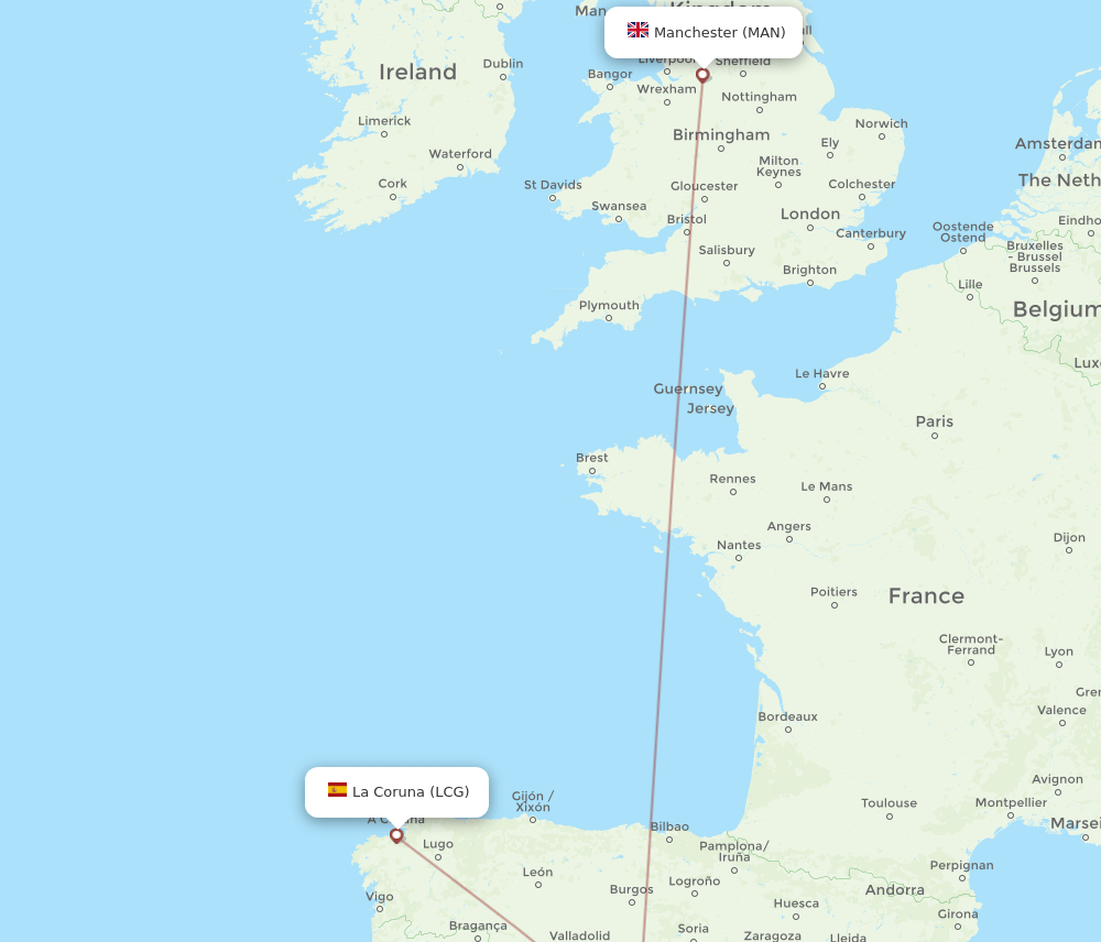MAN to LCG flights and routes map