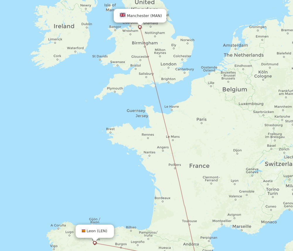 MAN-LEN flight routes