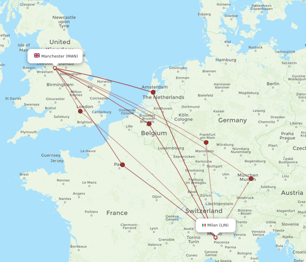 MAN to LIN flights and routes map
