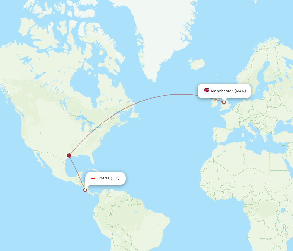 MAN-LIR flight routes