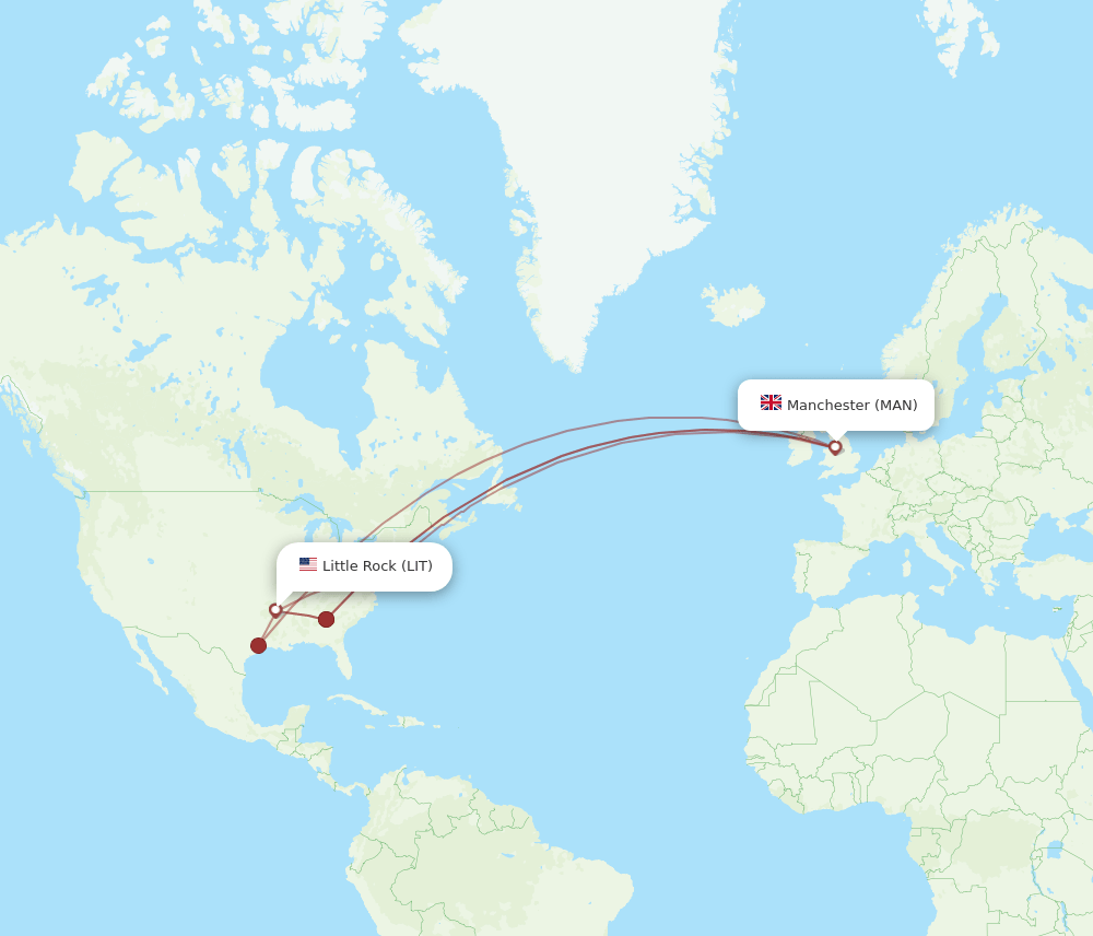 MAN-LIT flight routes