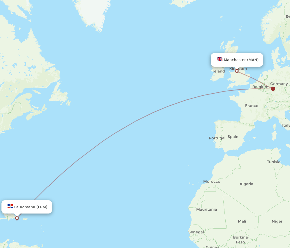 MAN-LRM flight routes