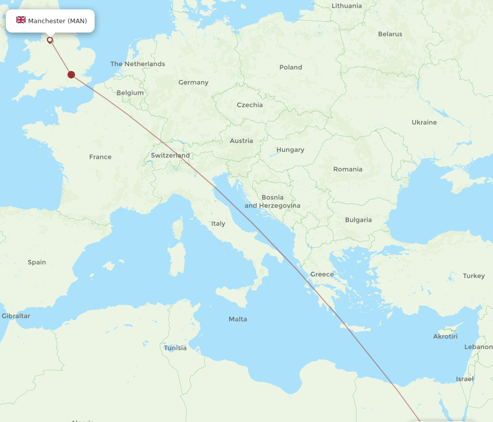 MAN-LXR flight routes
