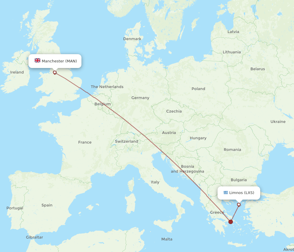 MAN-LXS flight routes