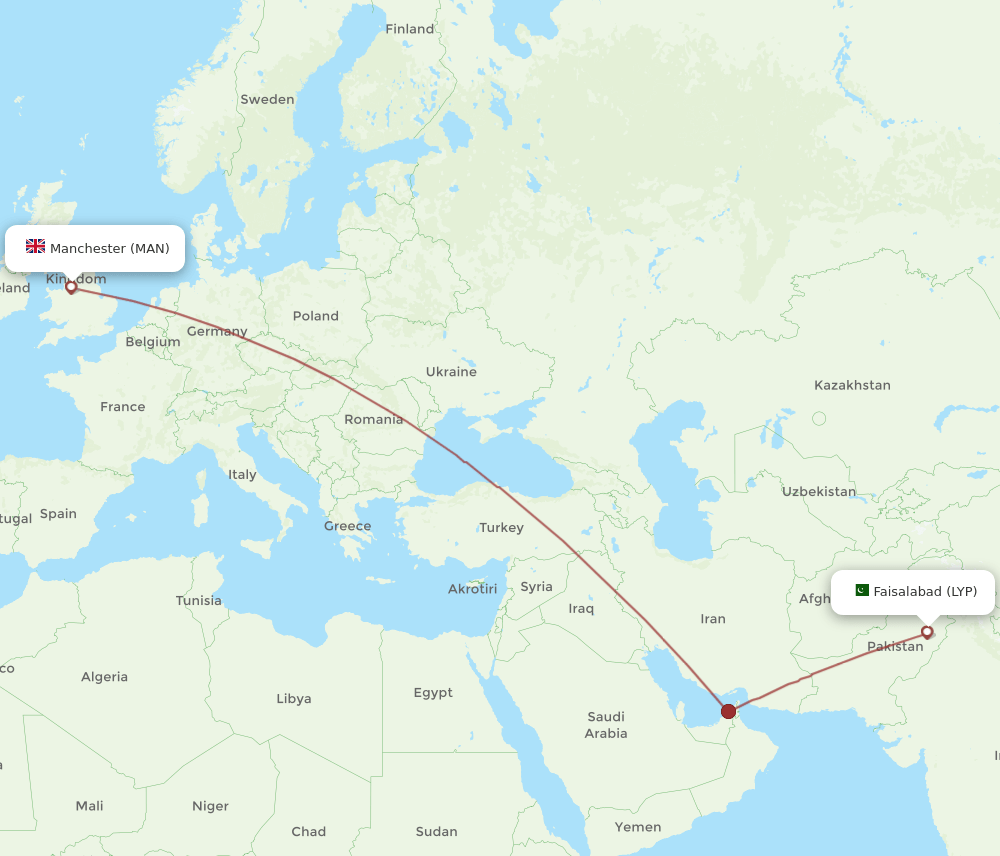 MAN-LYP flight routes