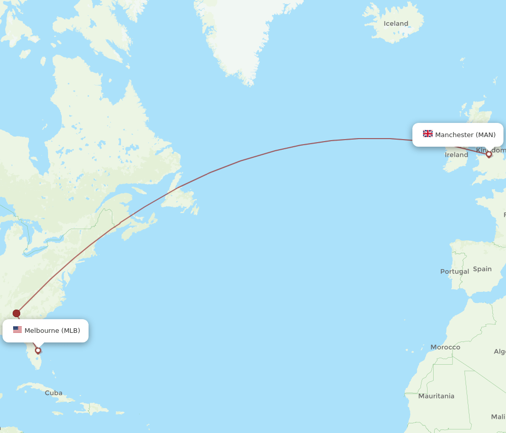 MAN-MLB flight routes