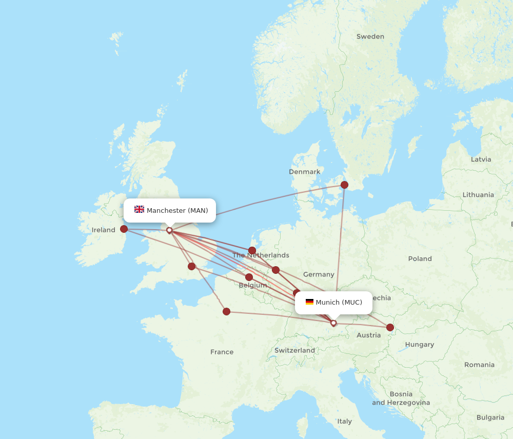 MAN to MUC flights and routes map
