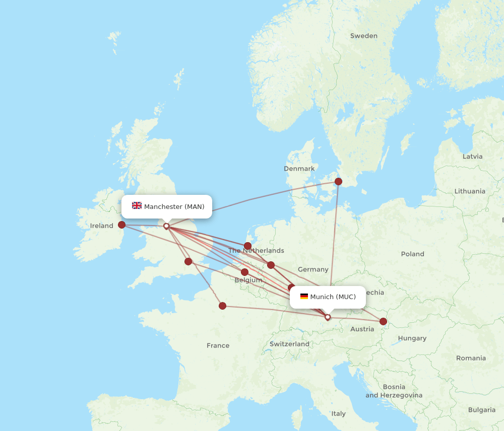 MAN-MUC flight routes