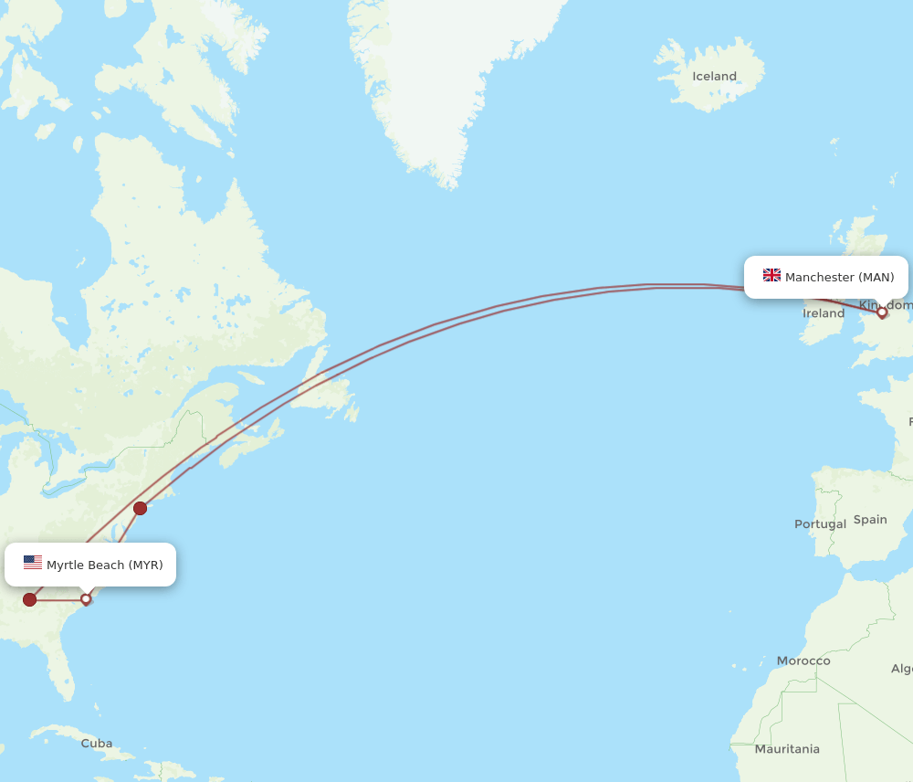 MAN-MYR flight routes