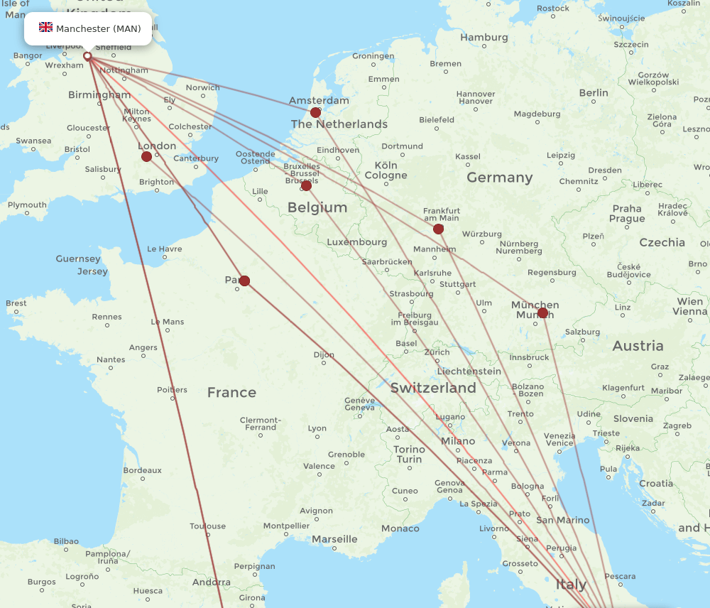 MAN-NAP flight routes