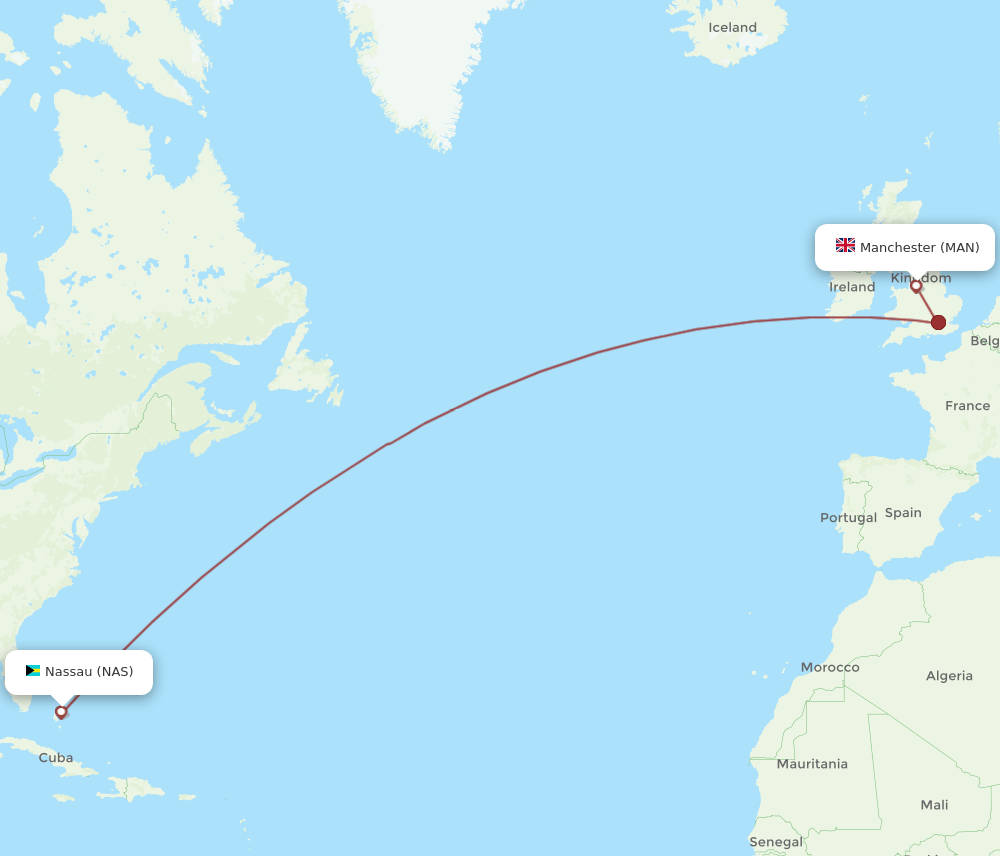 MAN-NAS flight routes