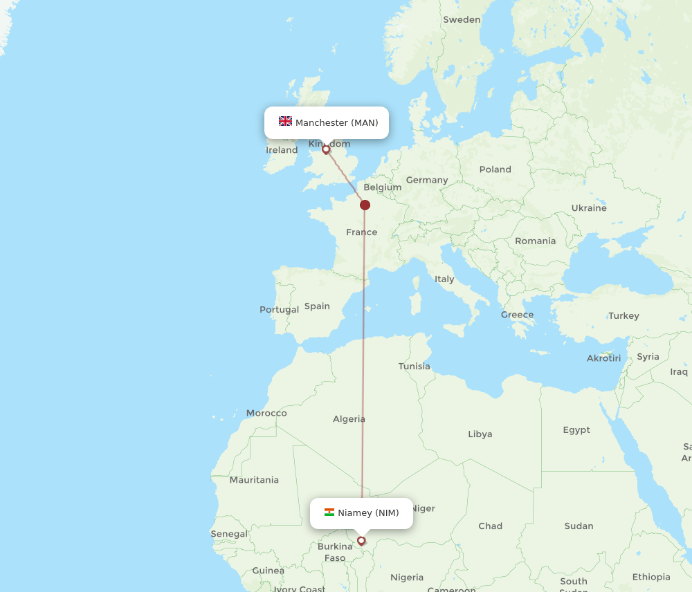 MAN-NIM flight routes