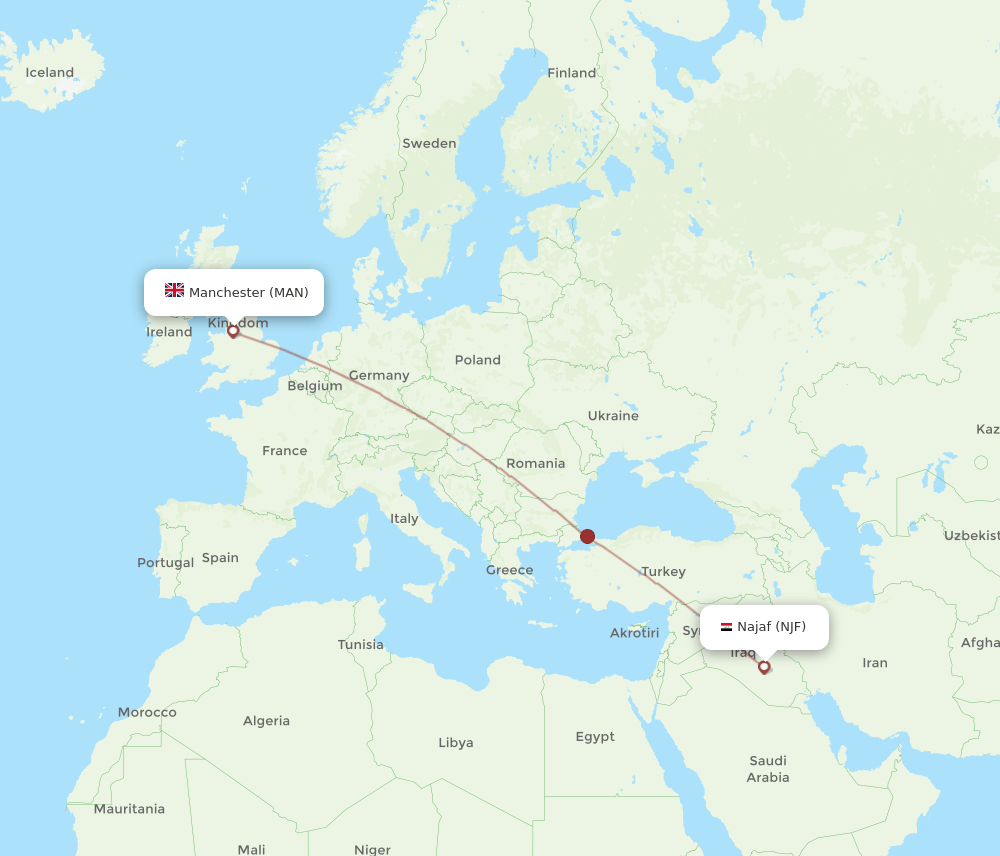 MAN-NJF flight routes