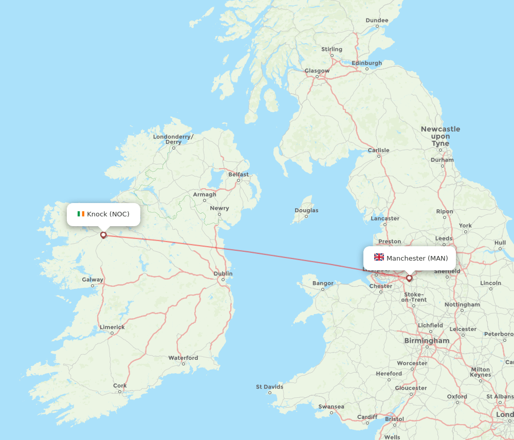 MAN to NOC flights and routes map