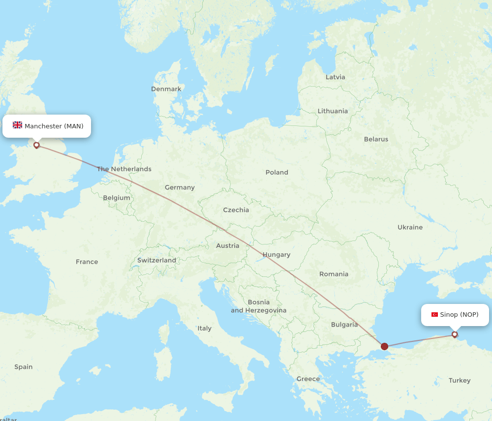 MAN-NOP flight routes