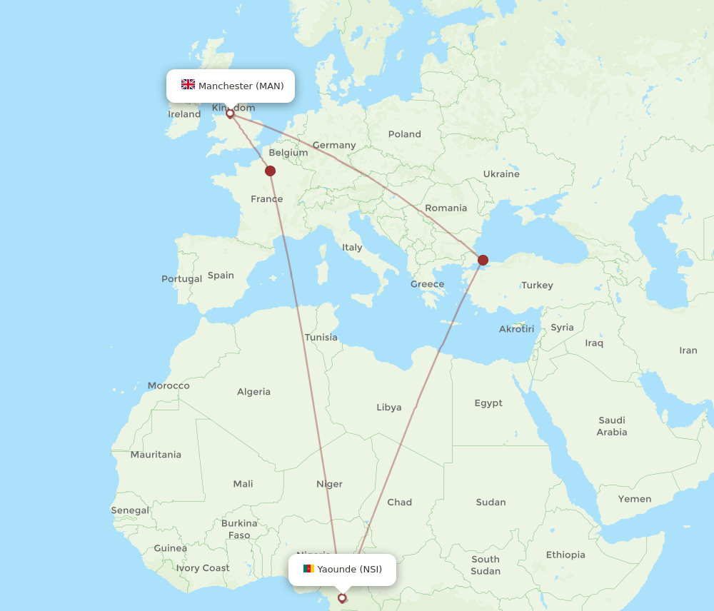 MAN-NSI flight routes