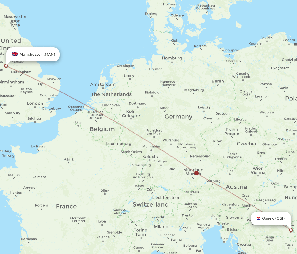 MAN-OSI flight routes