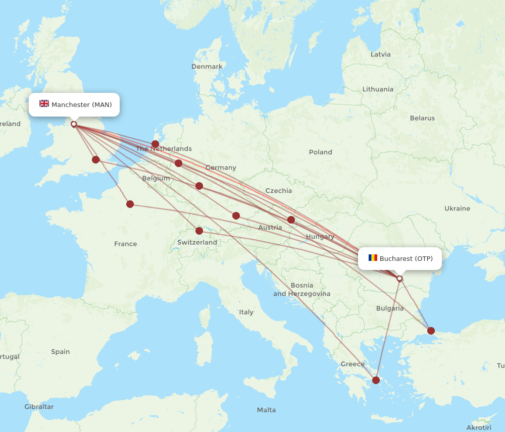 MAN-OTP flight routes