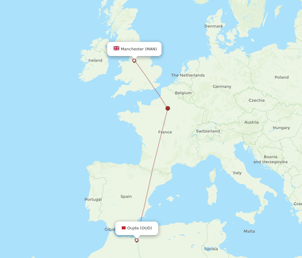 MAN-OUD flight routes