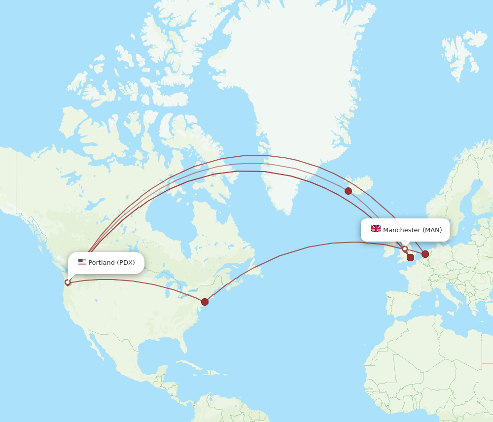 MAN-PDX flight routes