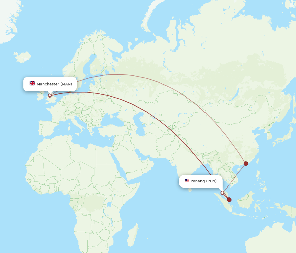 MAN-PEN flight routes