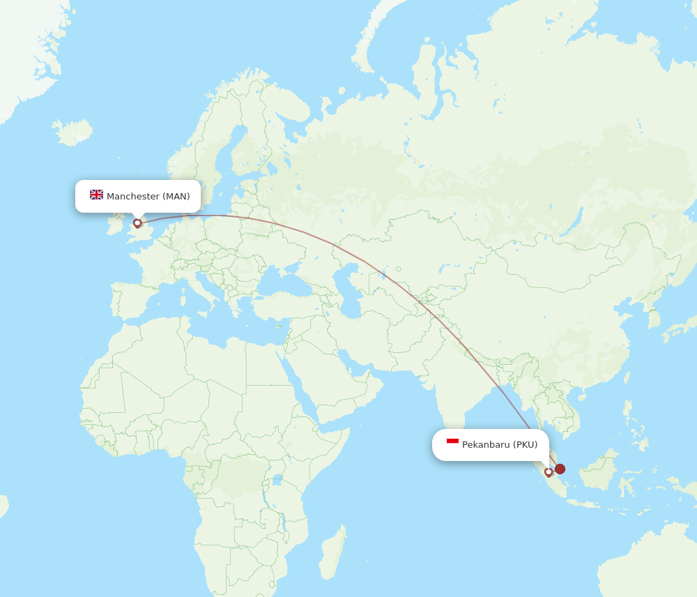 MAN to PKU flights and routes map