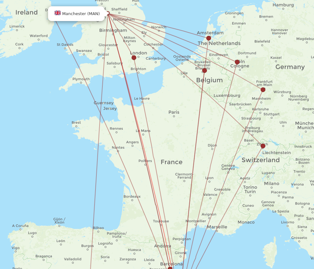 MAN to PMI flights and routes map