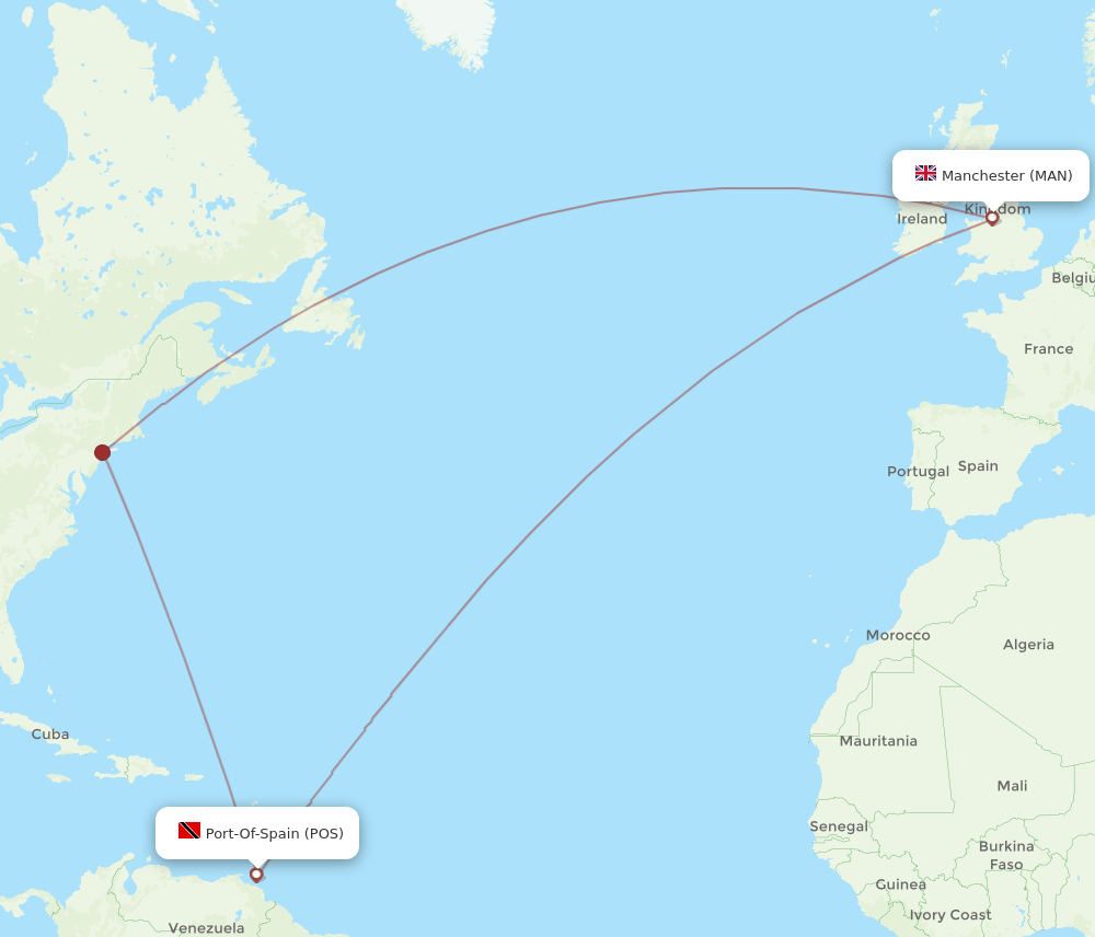 MAN-POS flight routes