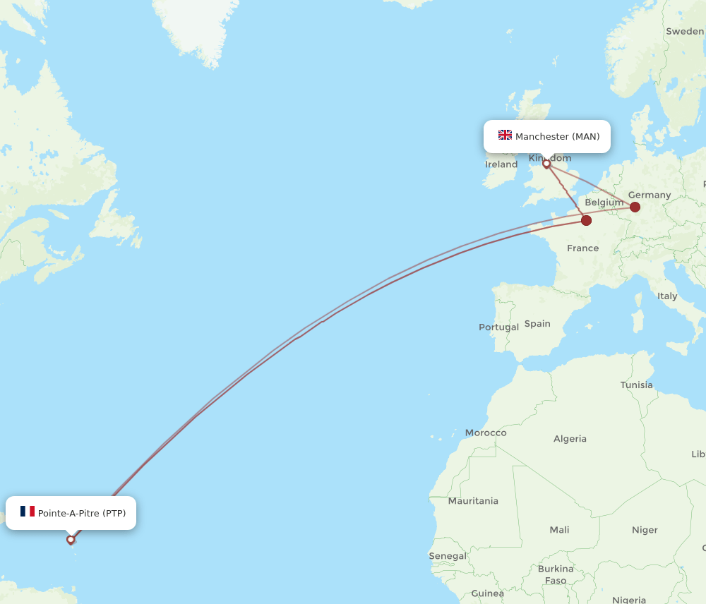 MAN-PTP flight routes