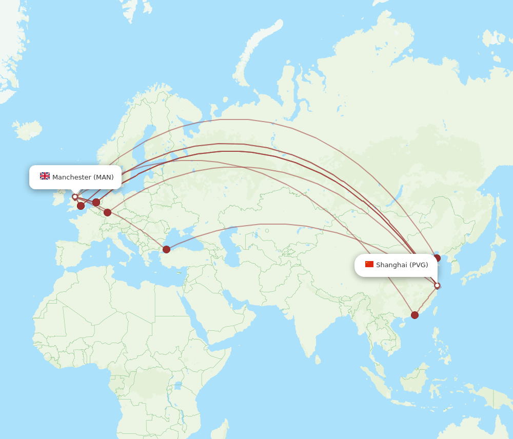 MAN-PVG flight routes