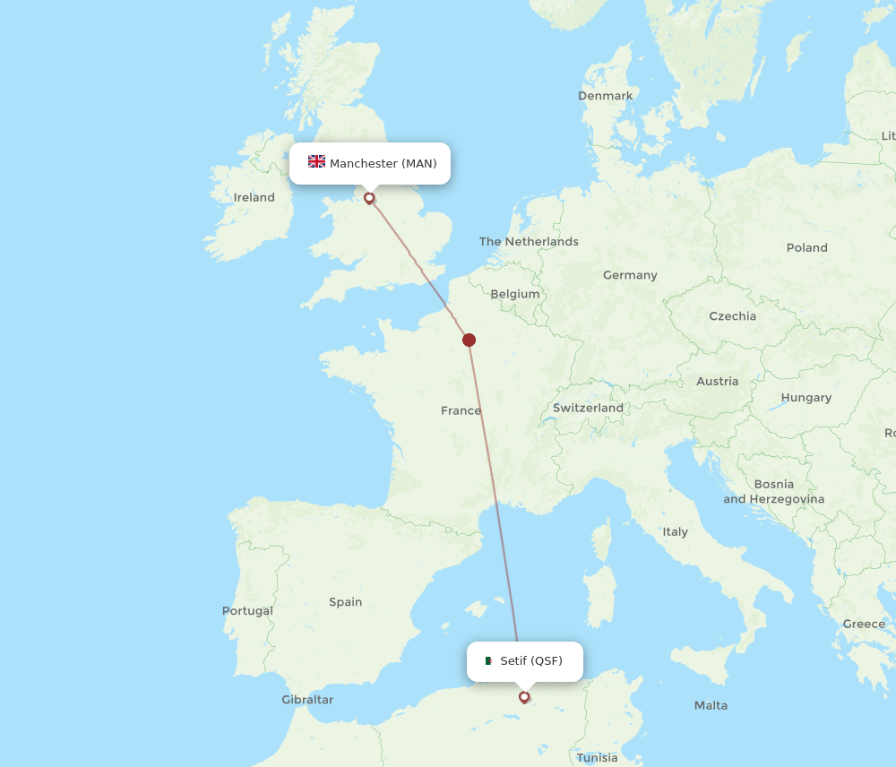 MAN-QSF flight routes