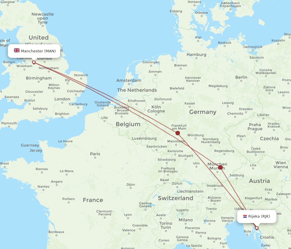 MAN-RJK flight routes