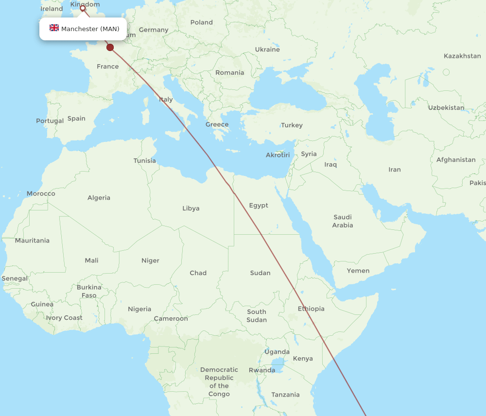 MAN-RUN flight routes