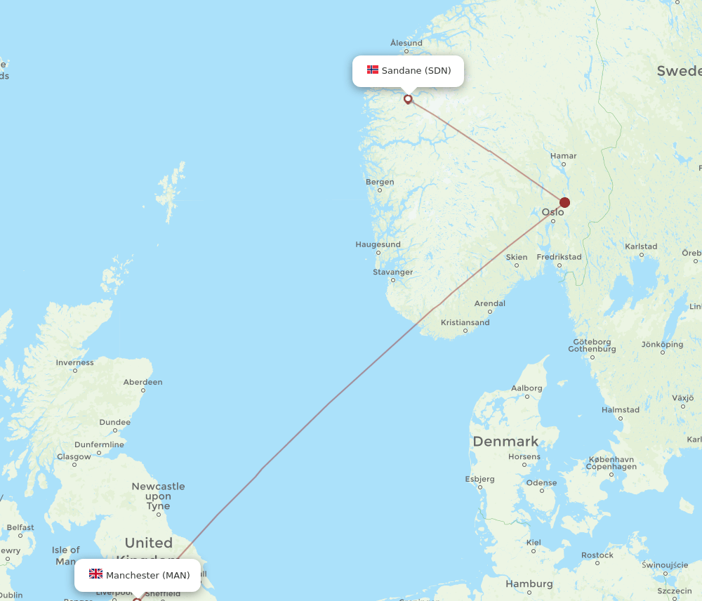 MAN-SDN flight routes