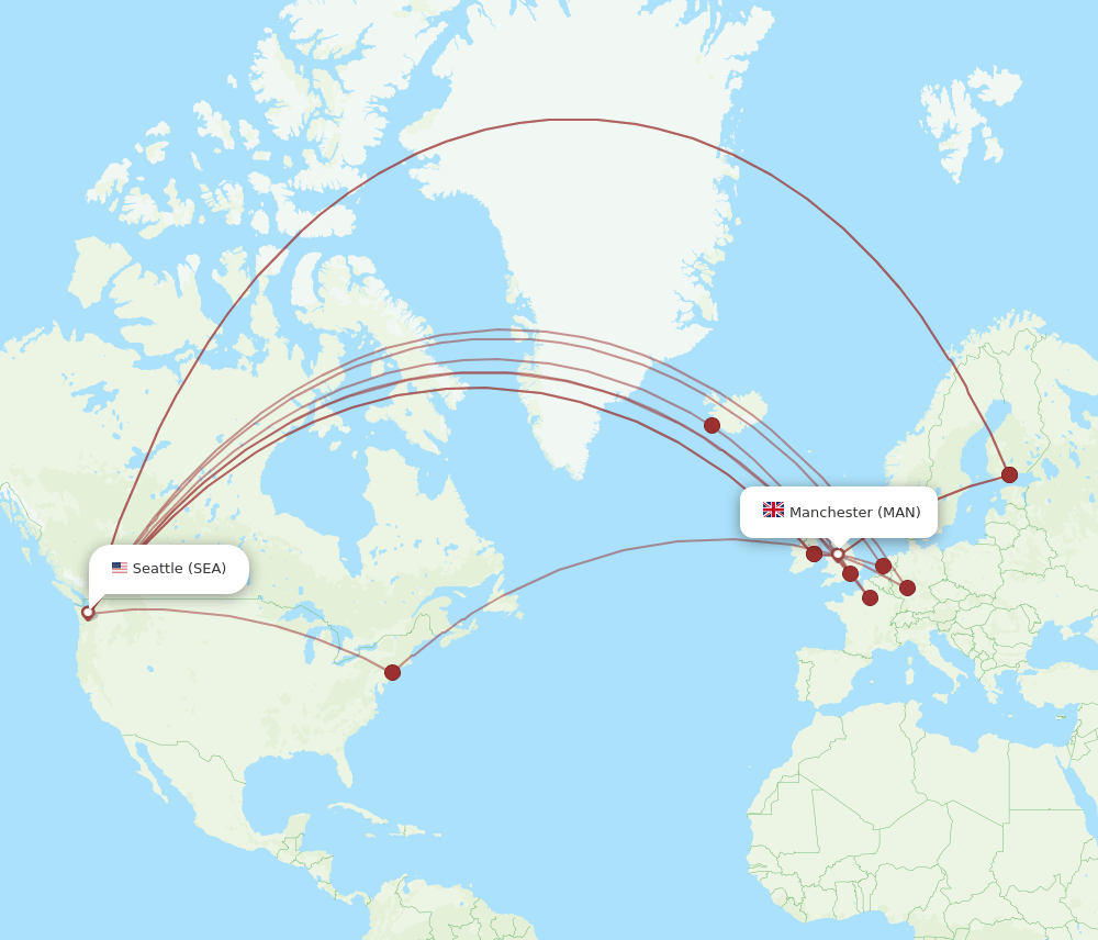 MAN-SEA flight routes