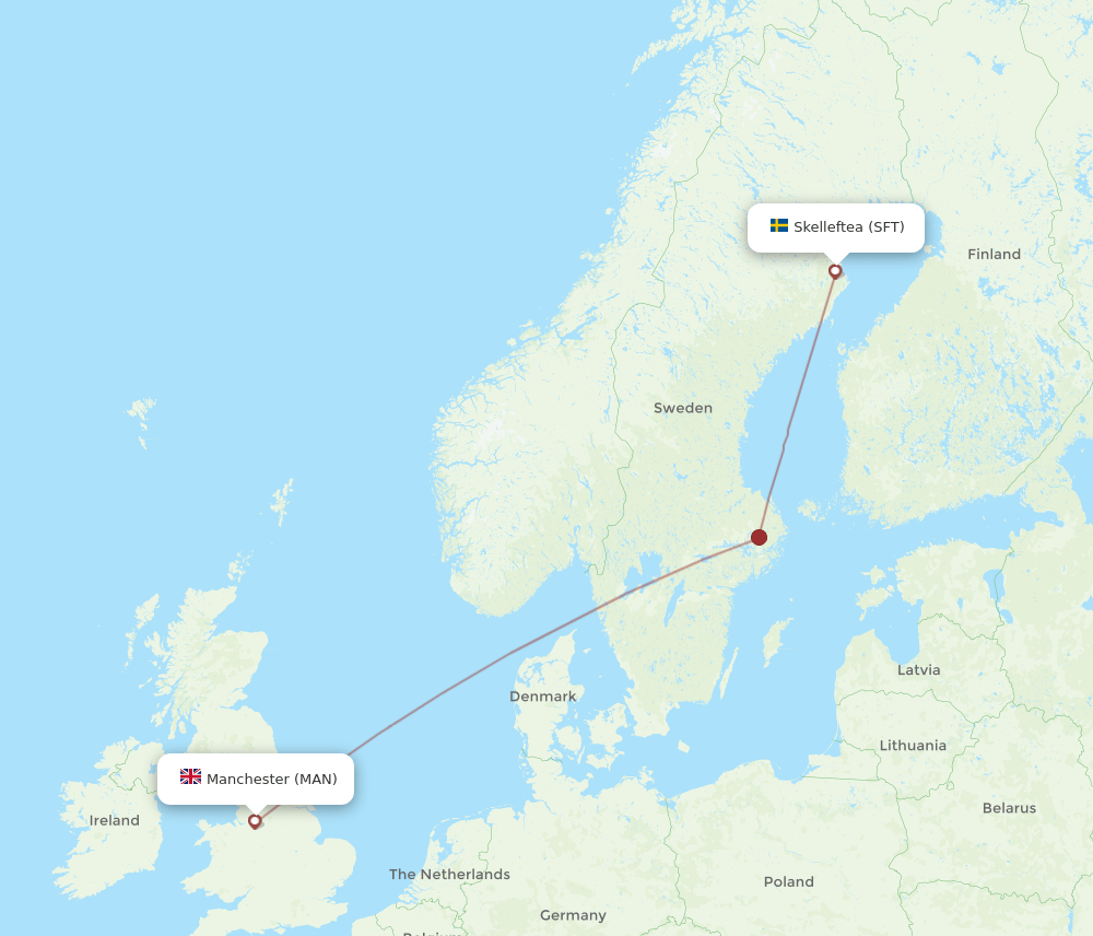 MAN to SFT flights and routes map