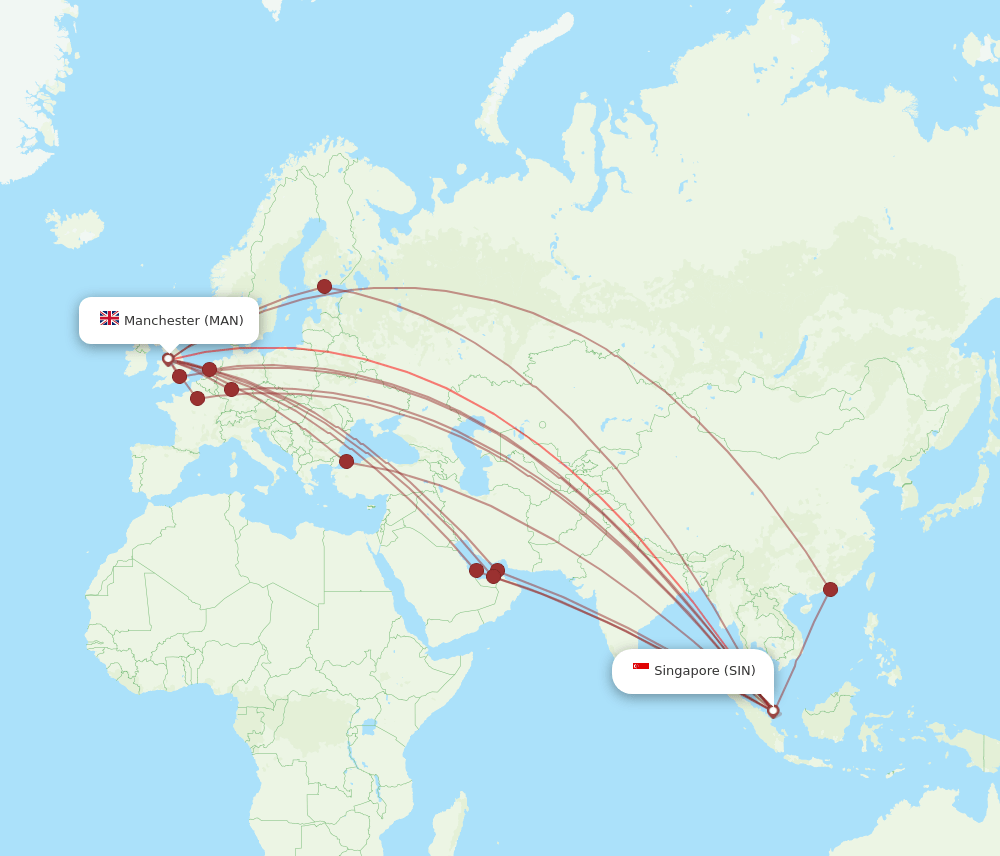 MAN-SIN flight routes