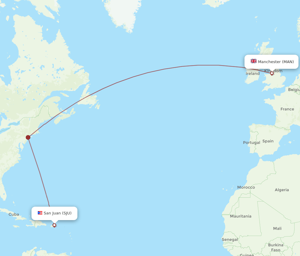 MAN-SJU flight routes