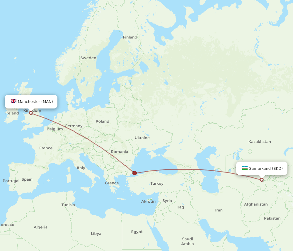 MAN-SKD flight routes