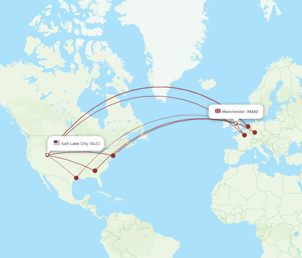 MAN-SLC flight routes