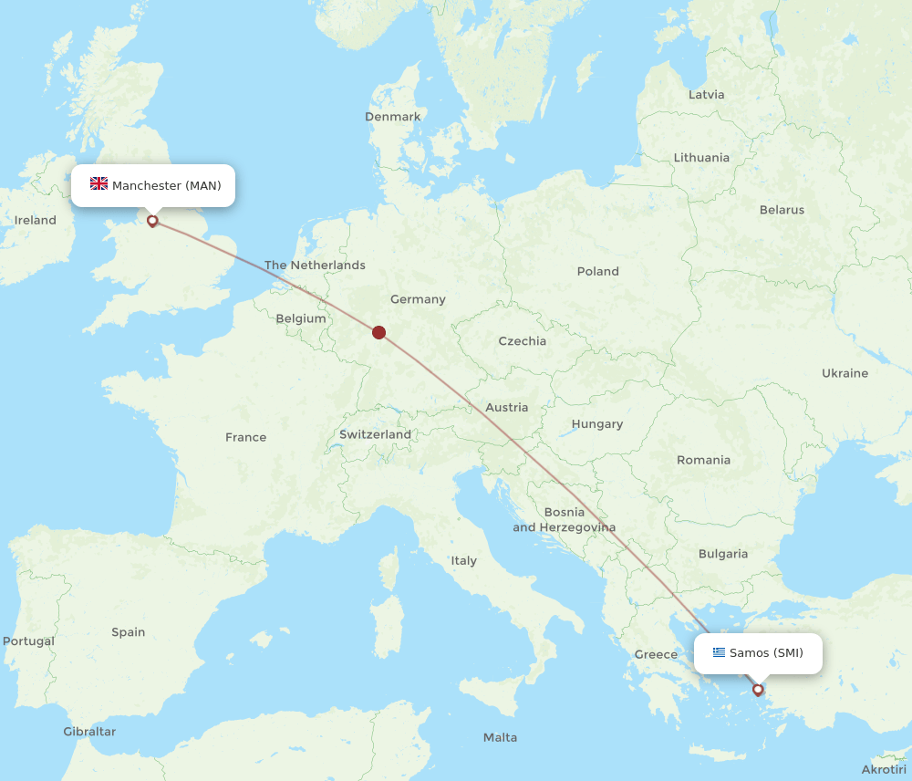 MAN-SMI flight routes
