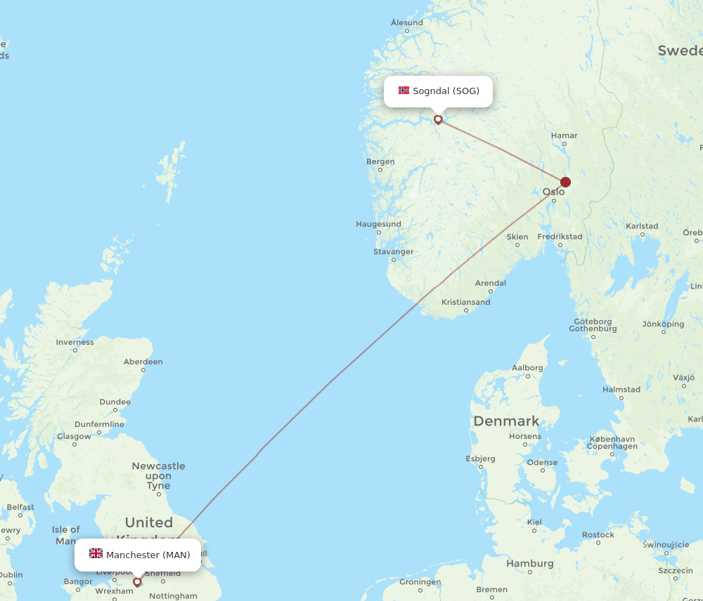 MAN-SOG flight routes