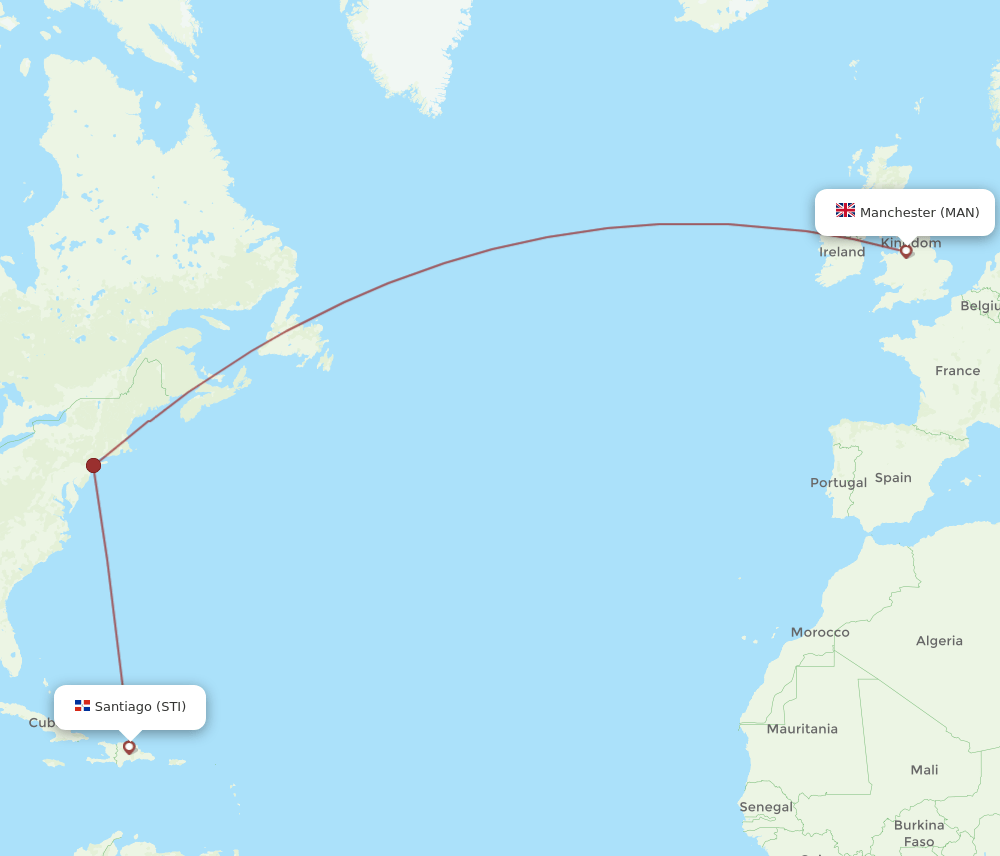 MAN-STI flight routes