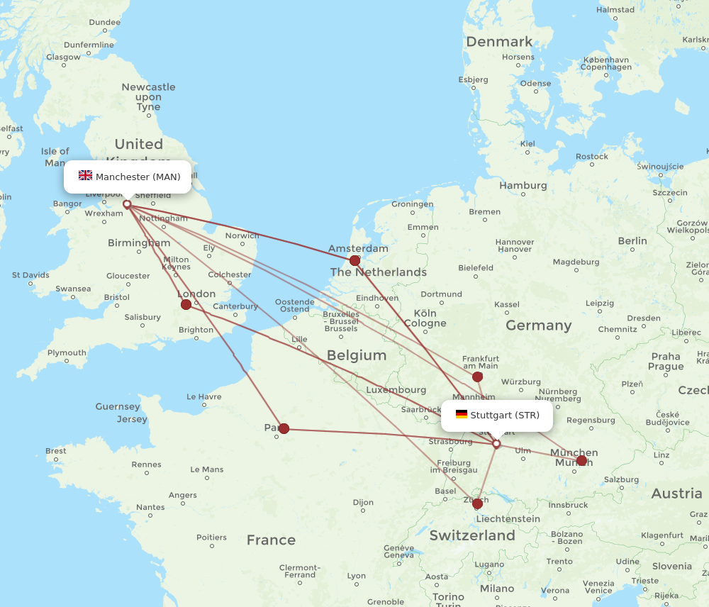 MAN to STR flights and routes map