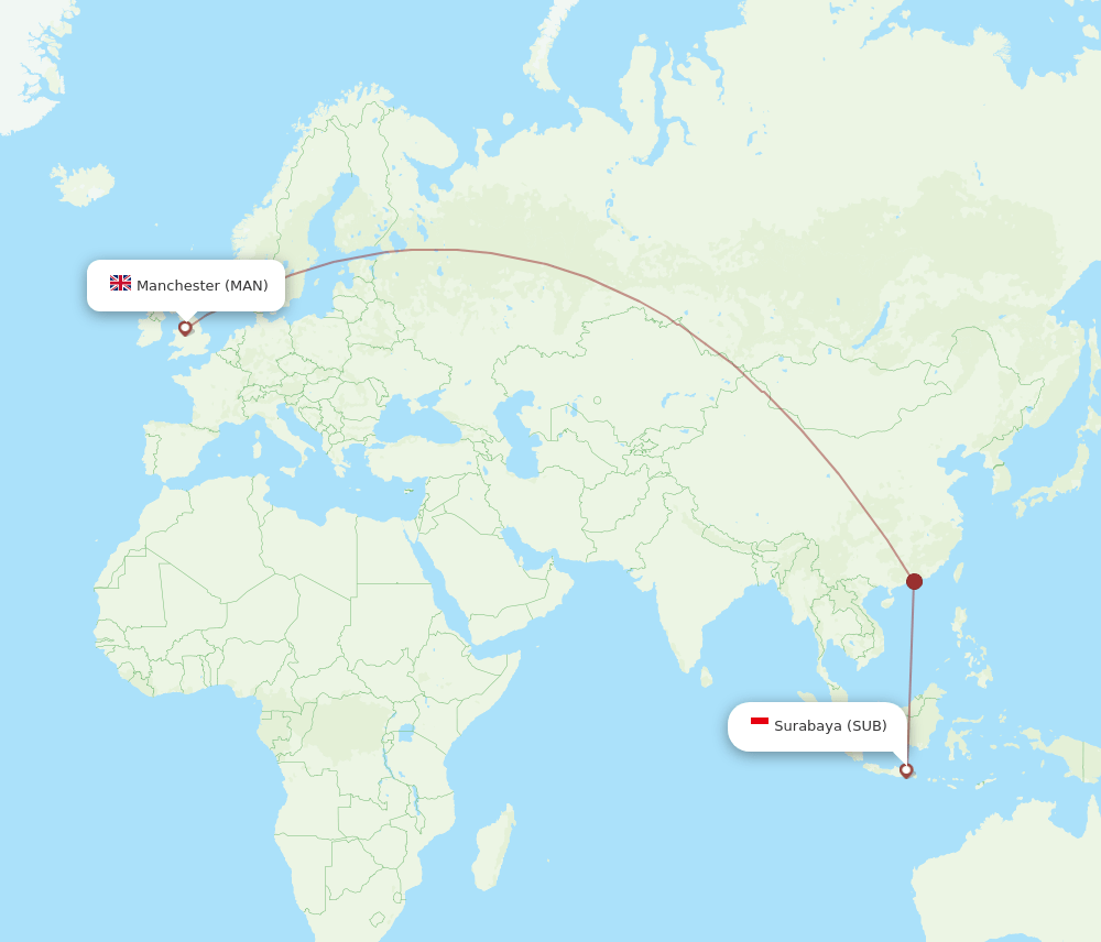 MAN-SUB flight routes