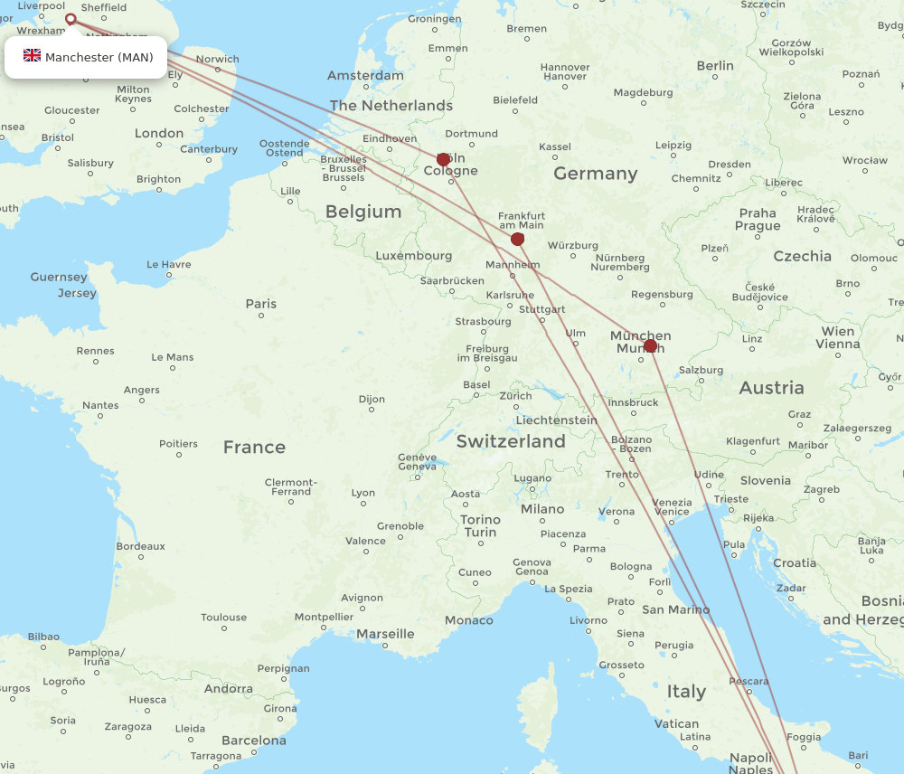 MAN-SUF flight routes